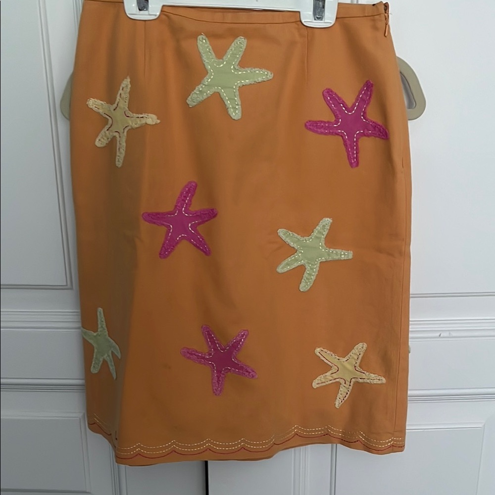 J Mclaughlin Starfish Embellished Orange Skirt